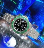 Rolex Submariner 40mm Citizen Movement 316L Steel Black Face Green Bezel Watch